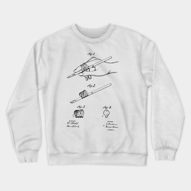 Guard for Penholder Vintage Patent Hand Drawing Crewneck Sweatshirt by TheYoungDesigns